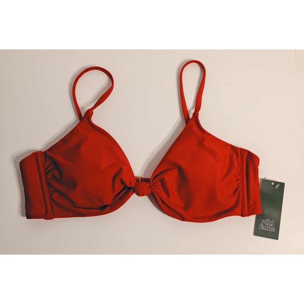 Wild Fable Red Knot Bikini Top Womens‎ XL (16) Padded Swim Top